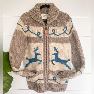 Granted Cowichan Jacket / Graphic Deer Head - Teal Blue